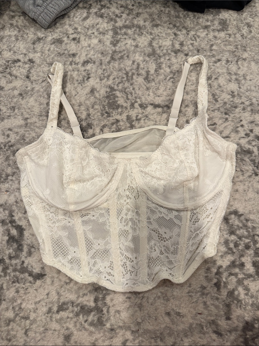 Hollister Ivory Lace Longline Bustier Bra